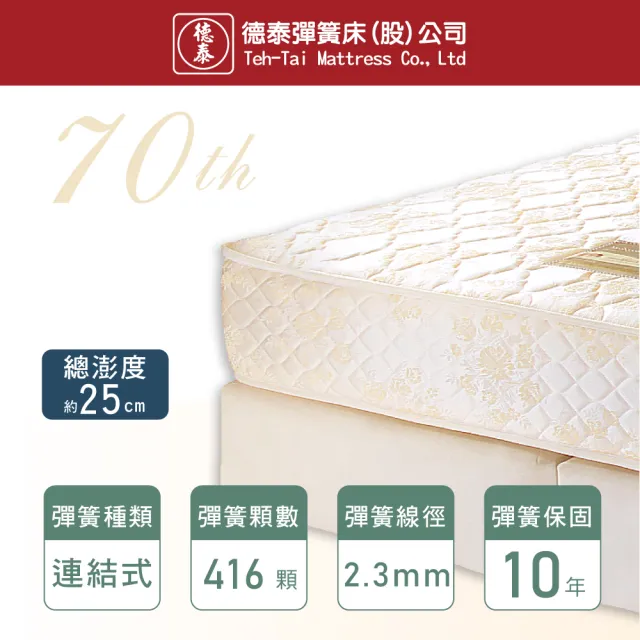 【德泰】歐蒂斯系列 頂級釋壓飯店款 彈簧床墊-單人3.5尺