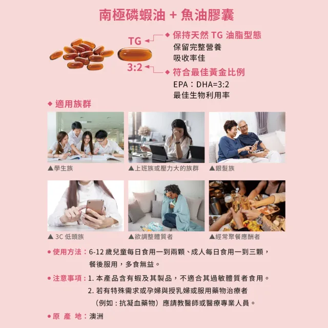 【Belrose】南極磷蝦油+魚油膠囊 (60顆/瓶)