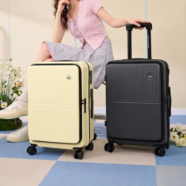 【American Explorer 美國探險家】20吋 前開+對開 雙排輪 手機架 行李箱 CF39 雙開箱 登機箱 兩用箱 旅行箱