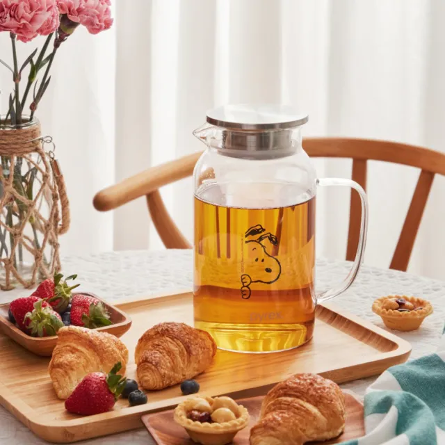 【CorelleBrands 康寧餐具】SNOOPY黑白復刻耐熱玻璃壺1450ml(兩款任選)