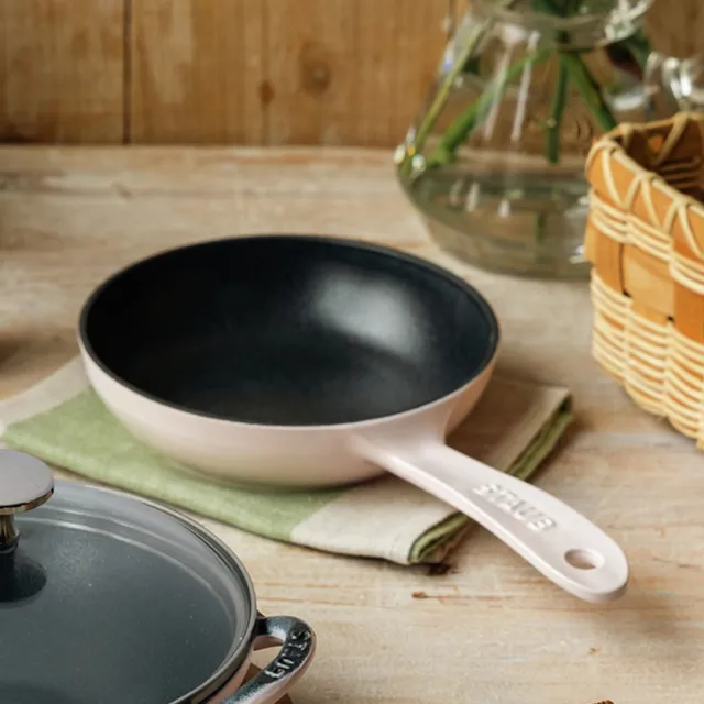【STAUB】琺瑯鑄鐵鍋雙鍋組16cm-圓鍋+平煎鍋(德國雙人牌集團官方直營)
