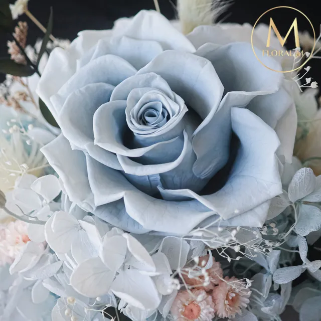 【Floral M】Silver Grey 高級灰質感花園永生花禮(乾燥花/永生花/情人節花禮/生日禮物/開幕花禮/居家擺飾)