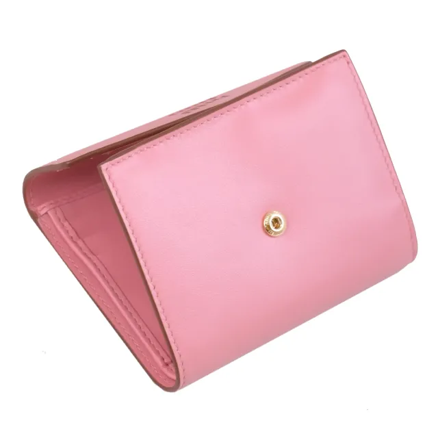 【MIU MIU】簡約LOGO壓印信封開合三折零錢短夾(粉)