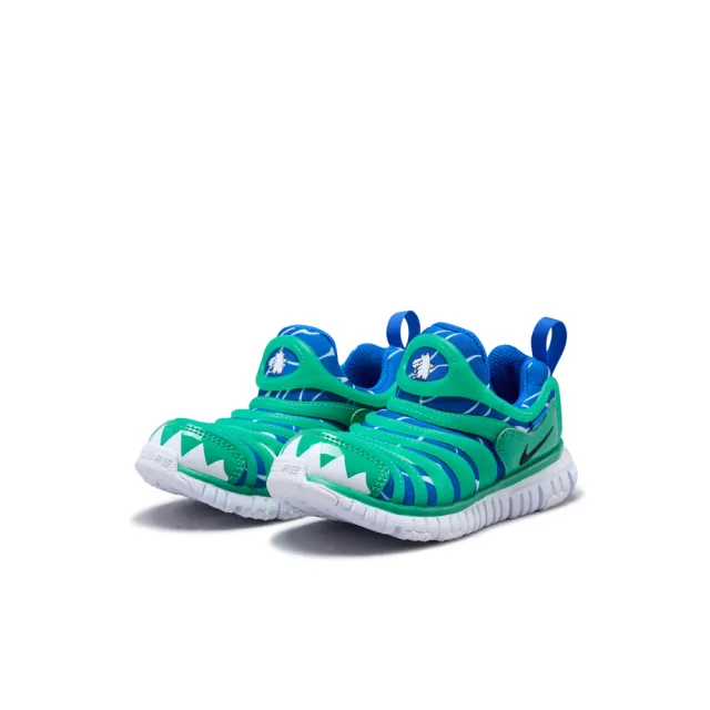 【NIKE 耐吉】運動鞋 童鞋 中童 毛毛蟲鞋 套腳式 DYNAMO FREE LILS BP 綠藍 IO1625-300(2C5593)
