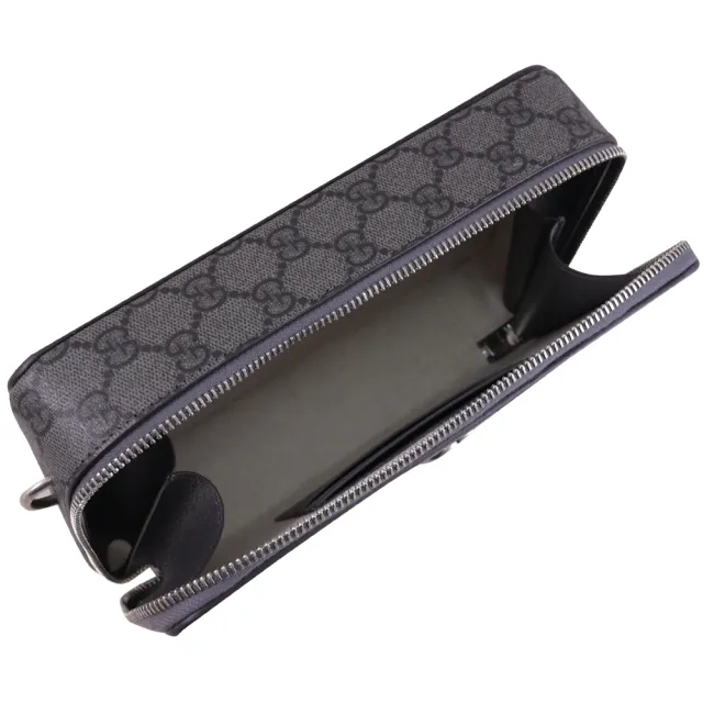 【GUCCI 古馳】Ophidia GG Supreme 經典雙G印花方包斜背包(深灰)