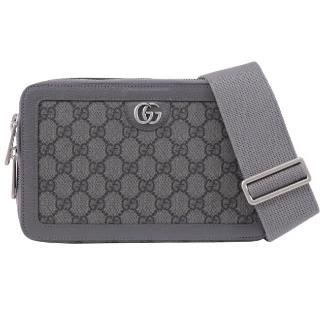 【GUCCI 古馳】Ophidia GG Supreme 經典雙G印花方包斜背包(深灰)