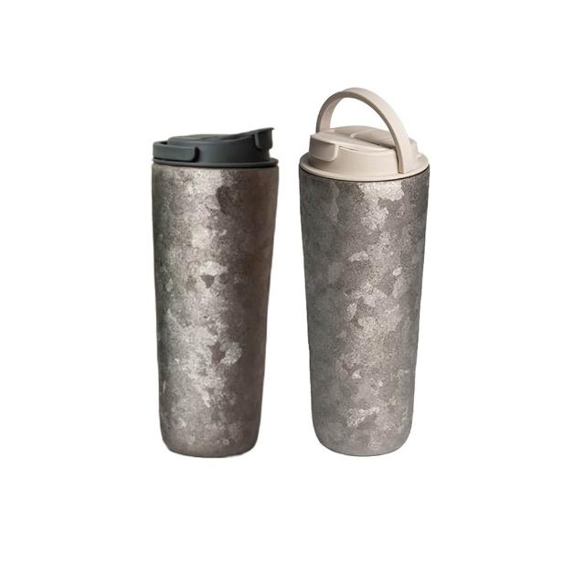 【Titanium 鈦造】純鈦跳跳杯 晶鈦系列-羽霧銀 800ml(鈦保溫杯 保溫瓶 台灣鈦杯 鈦金屬 環保杯)