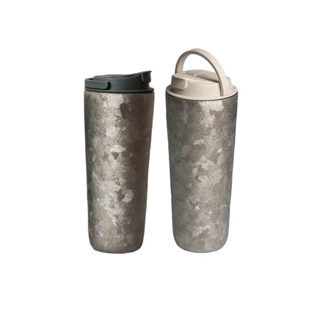 【Titanium 鈦造】純鈦跳跳杯 晶鈦系列-羽霧銀 800ml(鈦保溫杯 保溫瓶 台灣鈦杯 鈦金屬 環保杯)