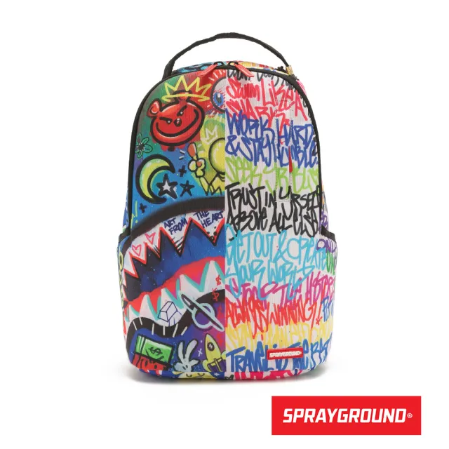 【SPRAYGROUND】潮流塗鴉滿版大容量後背包(藍色)