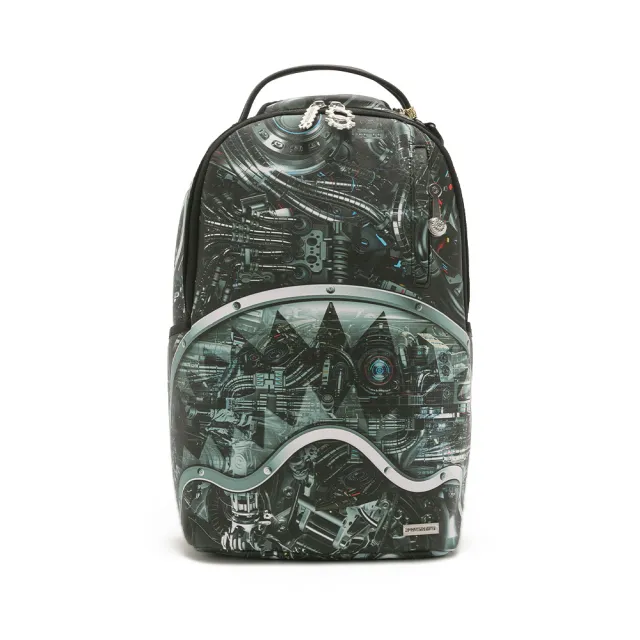 【SPRAYGROUND】科技機械鋸齒鯊大容量後背包(黑色)