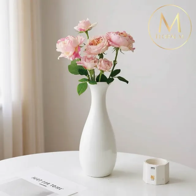 【Floral M】法式夏洛特質感陶瓷花瓶(花瓶/插花/玻璃瓶/花器/花盆/陶瓷花瓶/桌面擺飾/居家裝飾)