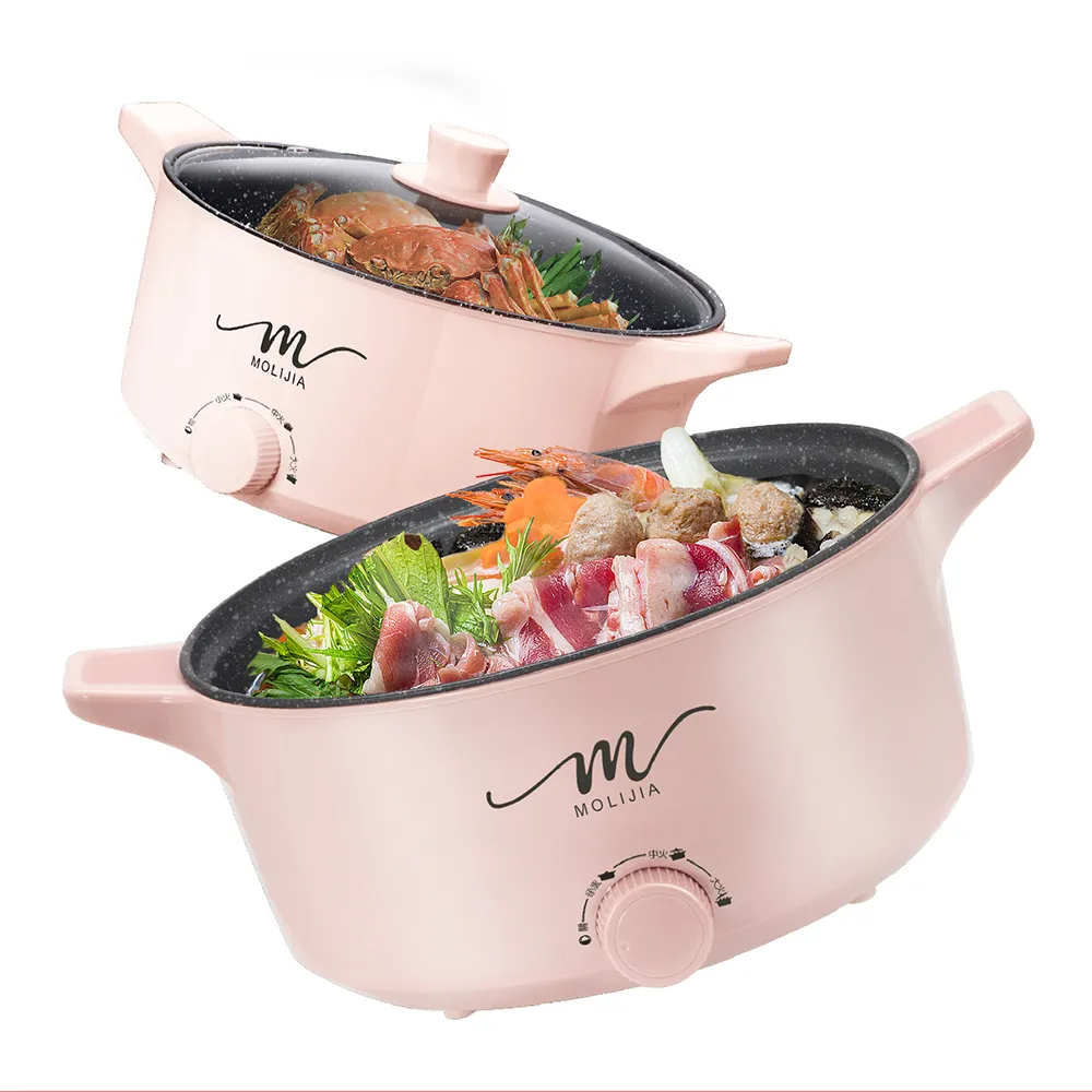 【MOLIJIA 魔力家】5L-M21 多功能美食料理不沾快煮電火鍋/料理鍋/電煮鍋/電湯鍋/不沾鍋(BY011021)