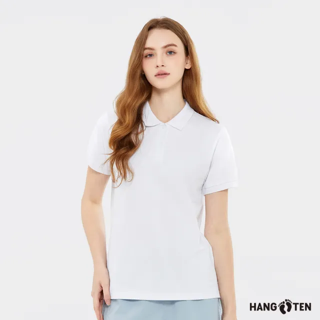 【Hang Ten】Hang Ten- 絲光棉繡花短袖POLO衫-女(白色)
