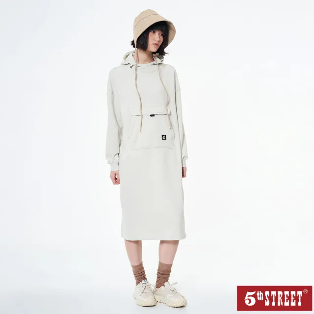 【5th STREET】雙11 女裝 洋裝 長版洋裝 連帽 杏色 黑色(560962)