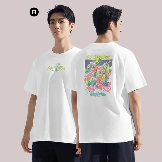 【The North Face】MOMO獨家款｜北面男女款純棉吸濕排汗印花短袖T恤 (多款任選)