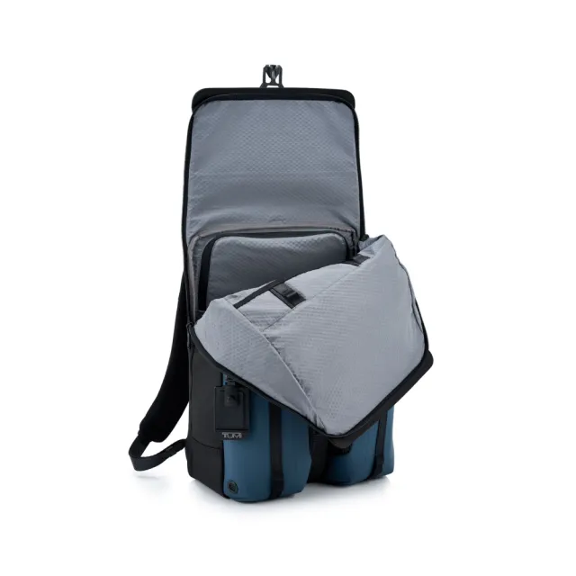 【TUMI】Alpha Bravo Surveillance 彈道尼龍翻蓋後背包 - 灰藍
