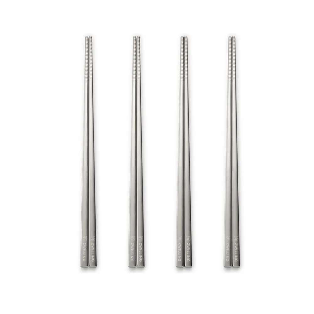 【ZWILLING 德國雙人】Minimale古典工業風餐筷4件組-現代銀(德國雙人牌集團官方直營)