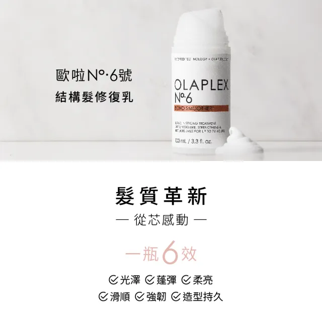 【OLAPLEX 歐啦】6號免沖洗修復乳雙入組(6號免沖洗修復乳100mlx2)