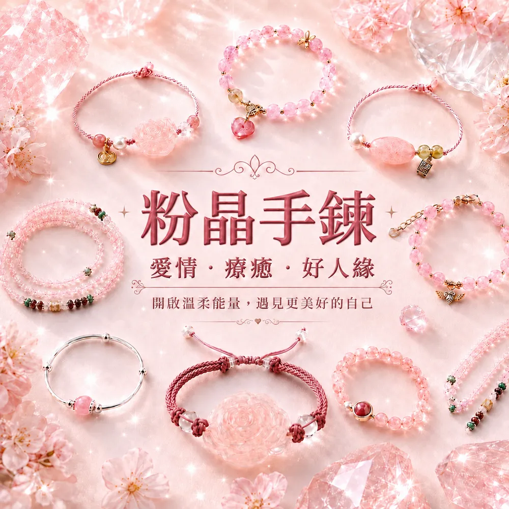 【雨揚】77樂購節 粉晶系列手鍊精選(粉晶/水晶/女生飾品/送禮推薦)