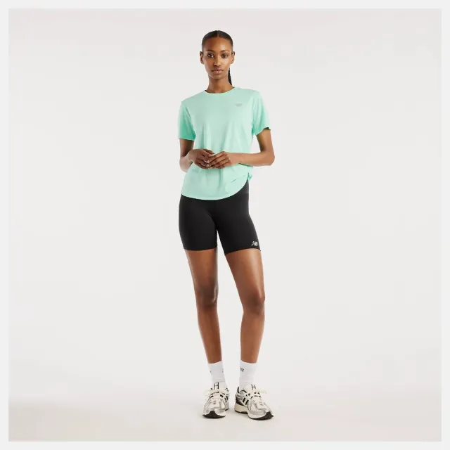 【NEW BALANCE】NB 短袖上衣 女 美規 綠 WT41253BM4