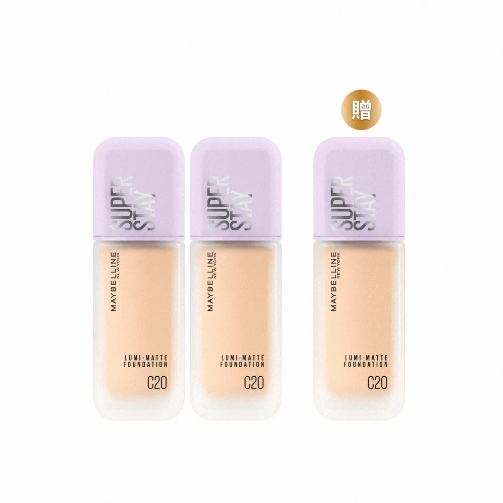 【MAYBELLINE 媚比琳】裸霧光持久水粉底 SPF12 PA+++ 3入組(#小方胖)
