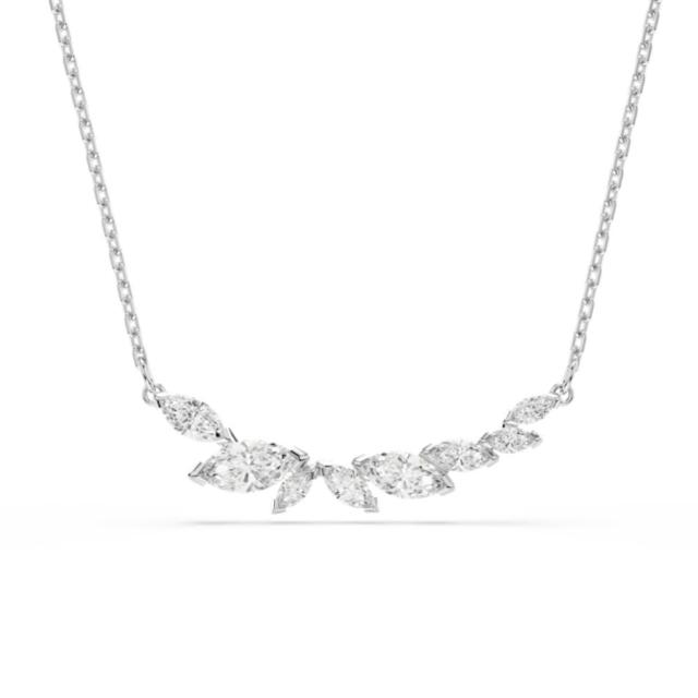 【SWAROVSKI 施華洛世奇】官方直營 Mesmera 項鏈 欖尖形切割 白色 鍍白金色 | 5759838