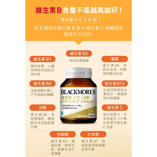 【BLACKMORES 澳佳寶】大忙人B群 3入組(共180錠 維生素B 維生素C 添加鎂鋅鉀)