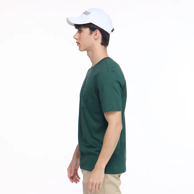 【NAUTICA】官方旗艦 男裝 簡約品牌LOGO刺繡短袖T恤-綠色