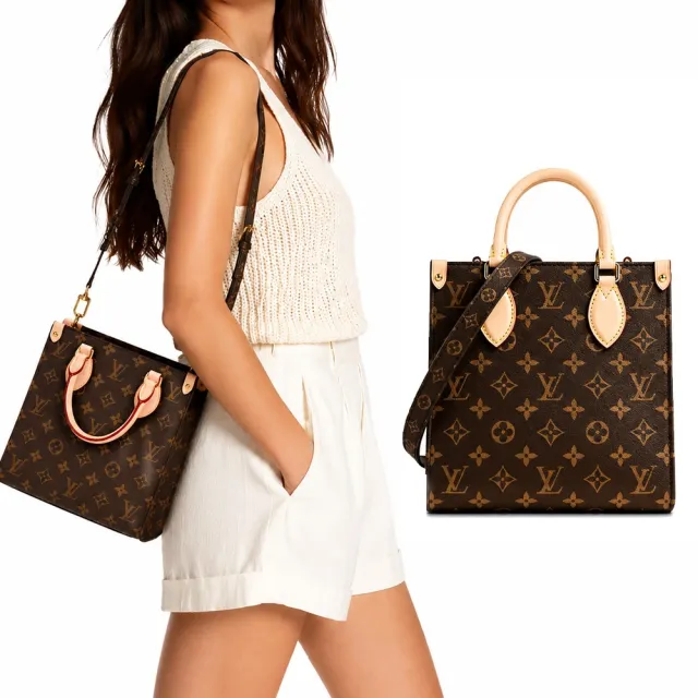 【Louis Vuitton 路易威登】M46265 Sac Plat BB Monogram帆布托特包 (卡其)