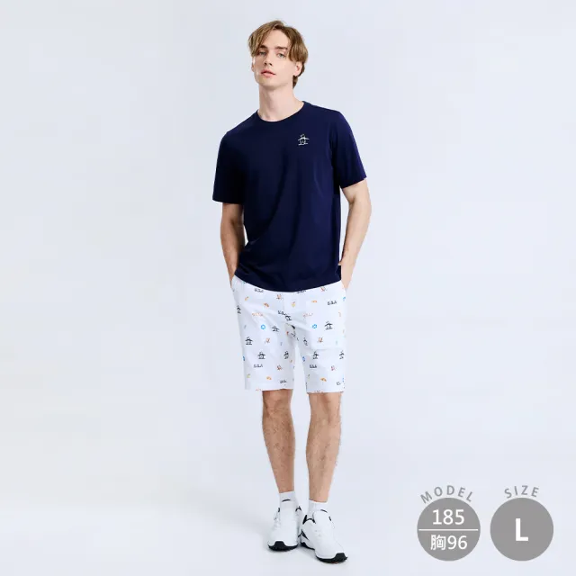 【Munsingwear】企鵝牌 男款藏青色 夏日印花配色大企鵝短袖T恤 MGXL2504