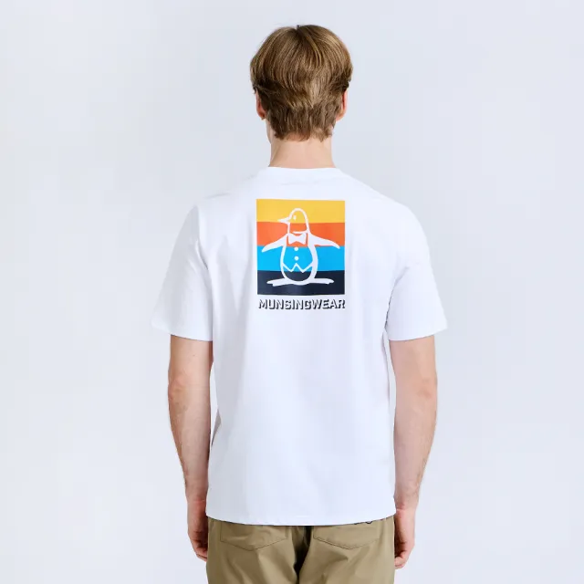 【Munsingwear】企鵝牌 男款白色 夏日印花配色大企鵝短袖T恤 MGXL2504