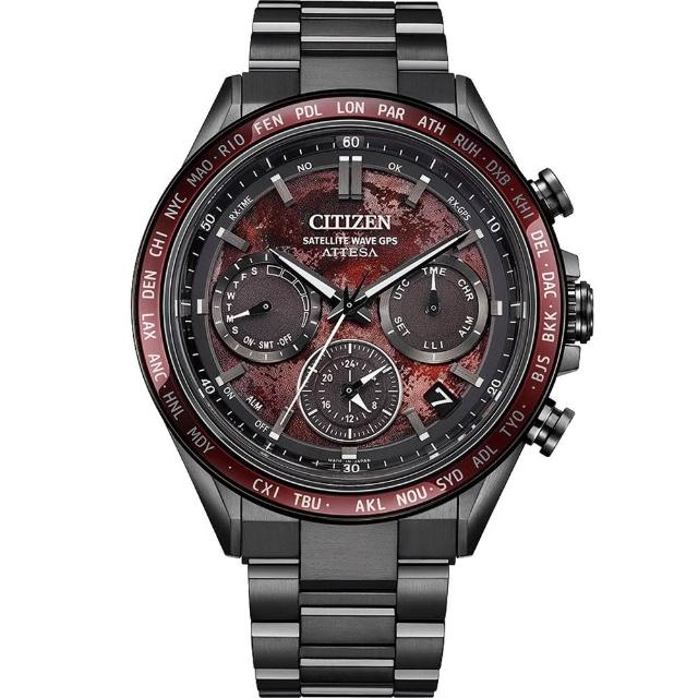 【CITIZEN 星辰】ATTESA 血月限定款 通路限定 鈦 GPS衛星對時光動計時手錶 CC4077-71Z
