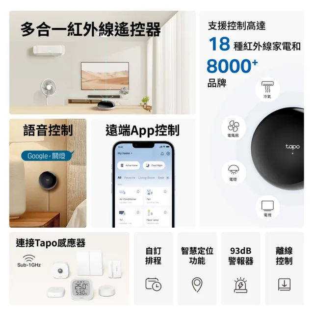 (智能網關組)【TP-Link】Tapo T300 IP67 智慧滴漏水感應器 智能警報器 傳感器(90dB可調式警報/智慧連動/Tap