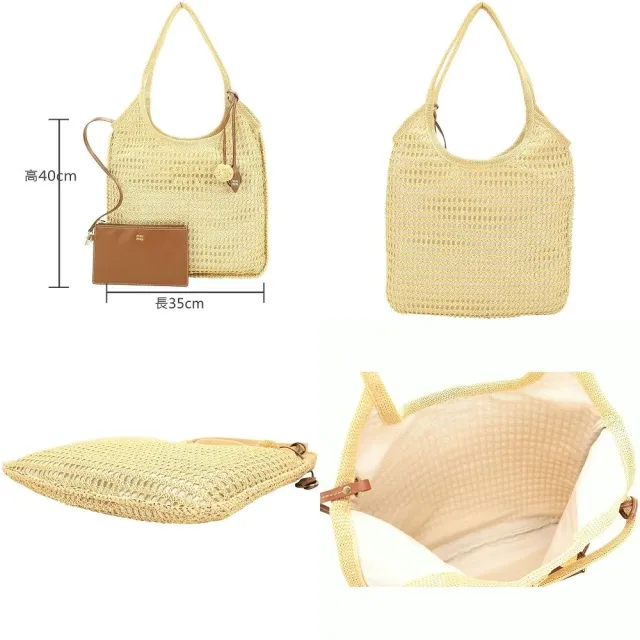 【MIU MIU】Ivy Raffia 大型 仿拉菲草鉤針編織 附萬用袋 肩背托特包(2色可選)