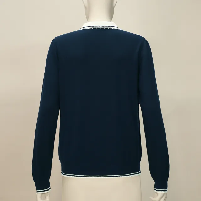 【ILEY 伊蕾】珍珠蝴蝶結針織上衣(深藍；M-2L；1254405513)