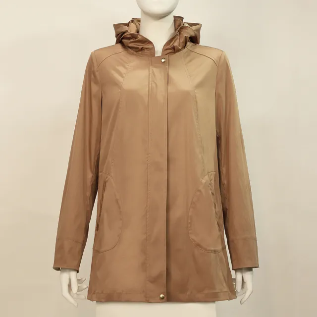 【ILEY 伊蕾】格紋內裡連帽防風長版外套(咖；M-2L；1253074909)