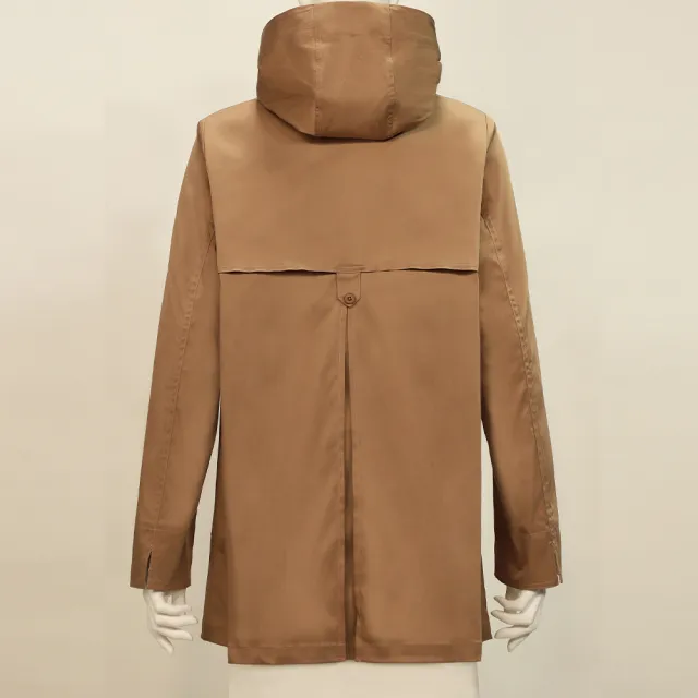 【ILEY 伊蕾】格紋內裡連帽防風長版外套(咖；M-2L；1253074909)