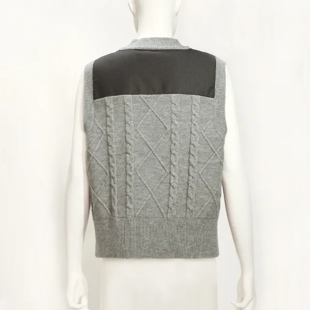 【ILEY 伊蕾】麻花菱格拼接針織背心(灰；M-XL；1253495704)