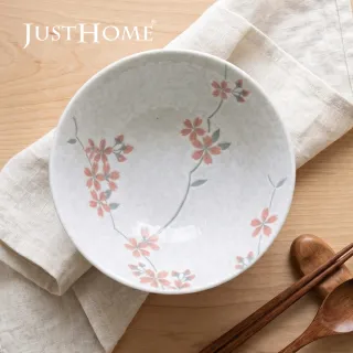 【Just Home】日本製美濃燒櫻花陶瓷7.5吋麵碗850ml(可微波 碗 碗盤 麵碗 湯碗 泡麵碗 拉麵碗)