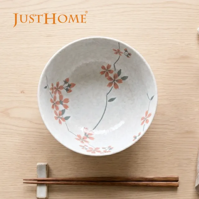 【Just Home】日本製美濃燒櫻花陶瓷麵碗3件組-6.5吋/7.5吋可選(可微波 碗 碗盤 麵碗 湯碗 丼碗)