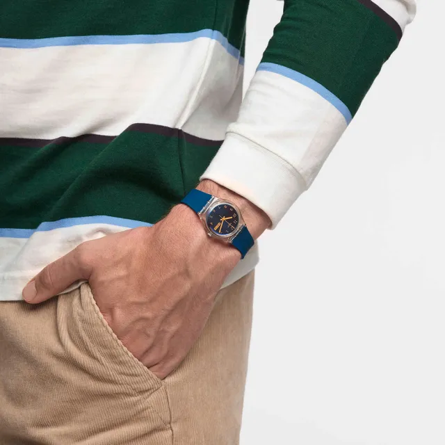 【SWATCH】BLUE AWAY 太陽光譜折射錶盤/經典手錶/男錶/女錶/瑞士製造 SO28K700(34mm)