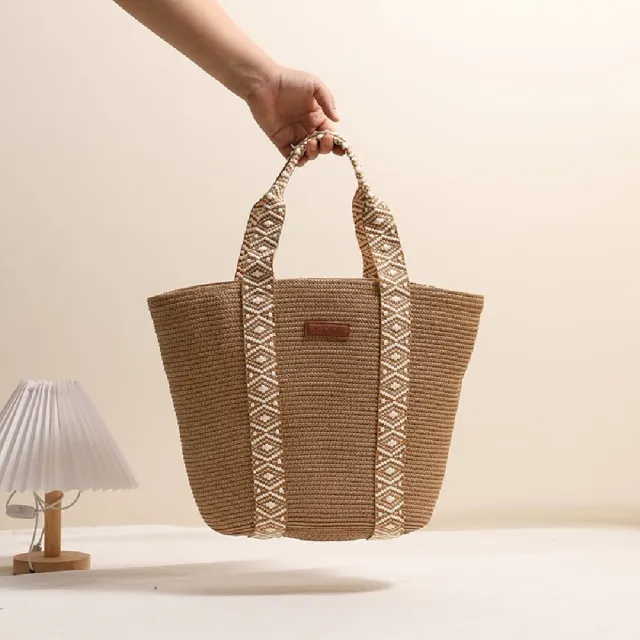 【米蘭精品】現貨+預購 女草編包手提包渡假單肩側背包大容量藤編織包包(大容量手提托特包t1ly22)