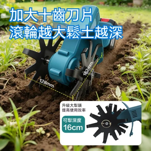 【艾嘉圖】除草松土機 鋰電微耕機 家用電動鋤頭 旋耕機 手持園藝機器 一電一充小型翻土機 犁地機