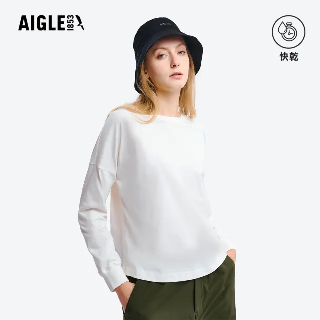 【AIGLE】女 快乾抗菌長袖T恤｜AG-5A253A131 米白 (女裝 有機棉 吸濕快乾 排汗衣 長袖 長袖上衣 長袖T恤)