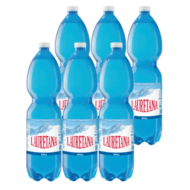 即期品【LAURETANA 蘿莉塔娜】義大利 天然冰河水 塑膠瓶 1500mlx6入(冰河水 收縮膜官方直營)