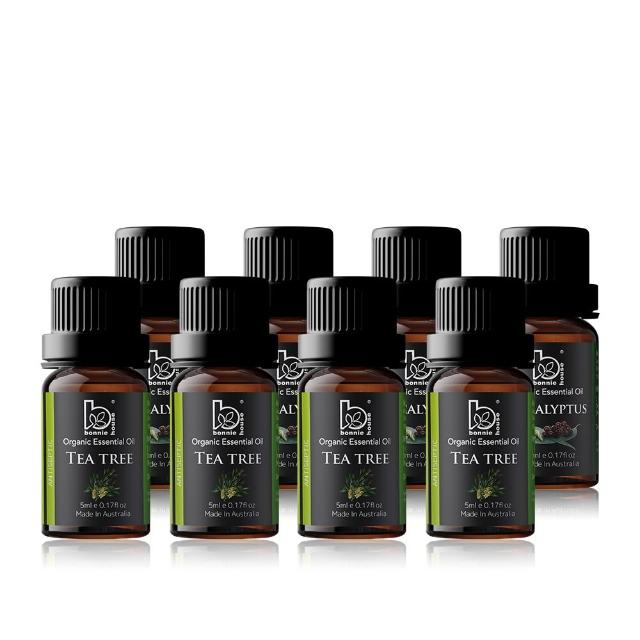 【Bonnie House 植享家】雙有機認證精油加倍組(尤加利精油5ml×4＋茶樹精油5ml×4)