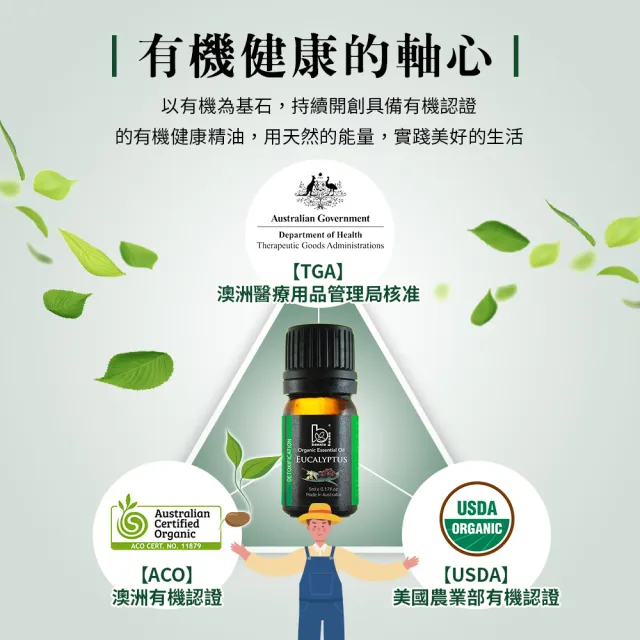 【Bonnie House 植享家】雙有機認證精油加倍組(尤加利精油5ml×4+茶樹精油5ml×4)