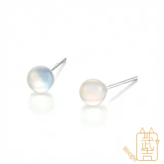 【Woogie武吉珠寶】精品淨透藍彩月光石純銀耳環(淨透5.8mm)