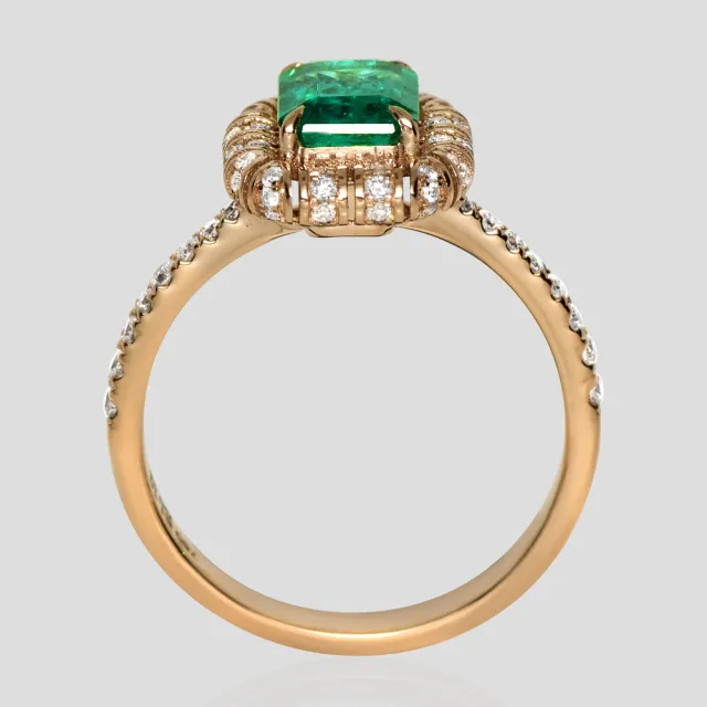 【似曾國際珠寶】庫存出清價 現貨 IGI 18K玫瑰金 1.10克拉 Emerald Cut 天然贊比亞祖母綠戒指