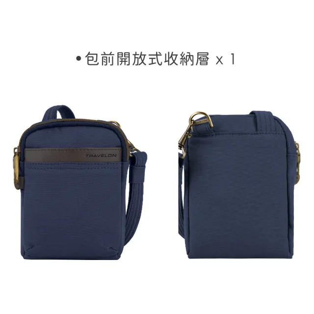 【Travelon】美國 Courier帆布迷你防盜斜背包 藍 / RFID 側背包 小包 防盜包 女包 送禮 男 女